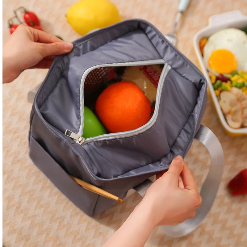 6L Lunch Bag Portable Thermal Insulation Ice Cooler Bag To Work Solid Color Student Waterproof for Meal Aluminum Foil Thickened
