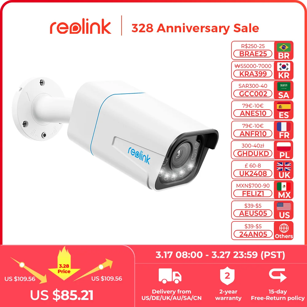 Reolink Smart 4K 8MP PoE Security Camera 5X Zoom 2-Way Audio IP Cam Human/Car Detection Spotlight Surveillance Cameras
