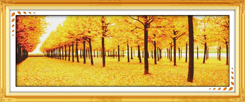 

Joy Sunday Pre-printed Cross Stitch Kit Easy Pattern Aida Stamped Fabric Embroidery Set-Golden Autumn(4) (Treasure Edition)