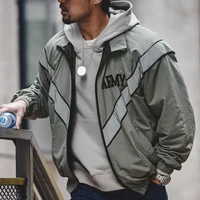 Maden ARMY Reflective Hooded Contrasting Color Bomber Jacket Sports Quick-drying Jacket Loose IPFU Training Suit for Men's Daily 2