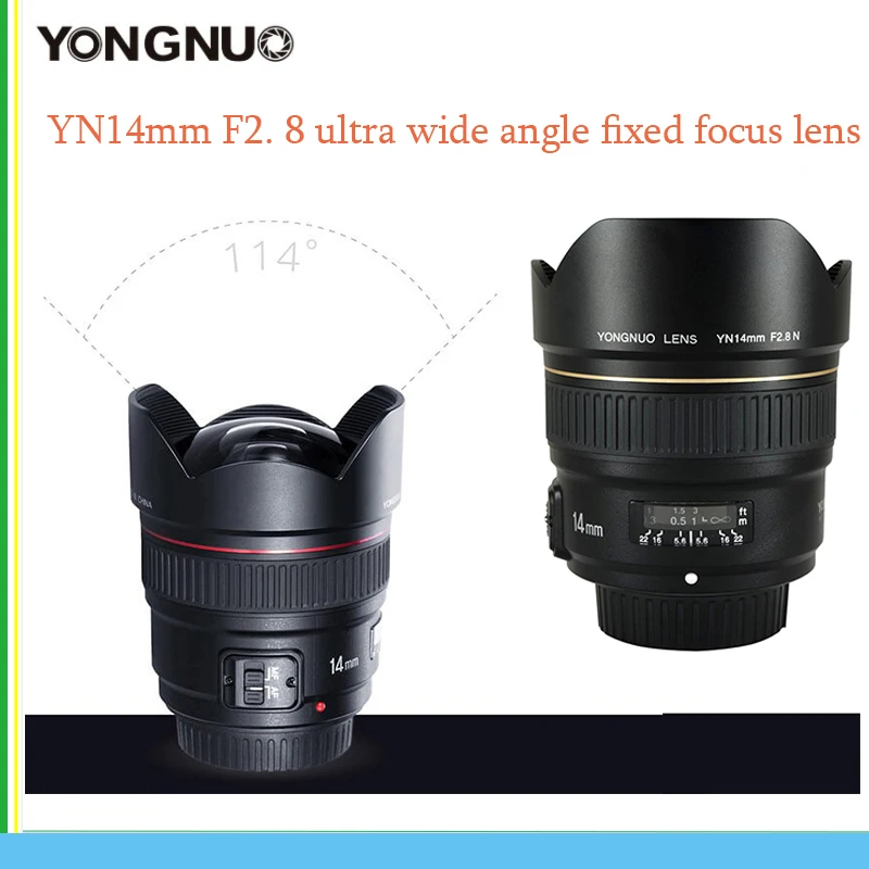 Yongnuo Yn14Mm F2.8 14Mm Af Mf Autofocus Obiettivo Principale Ultra Grandangolare 14Mm Per Fotocamere Dslr Canon 5D Mark Iii Iv 800D 760D 80D 7D