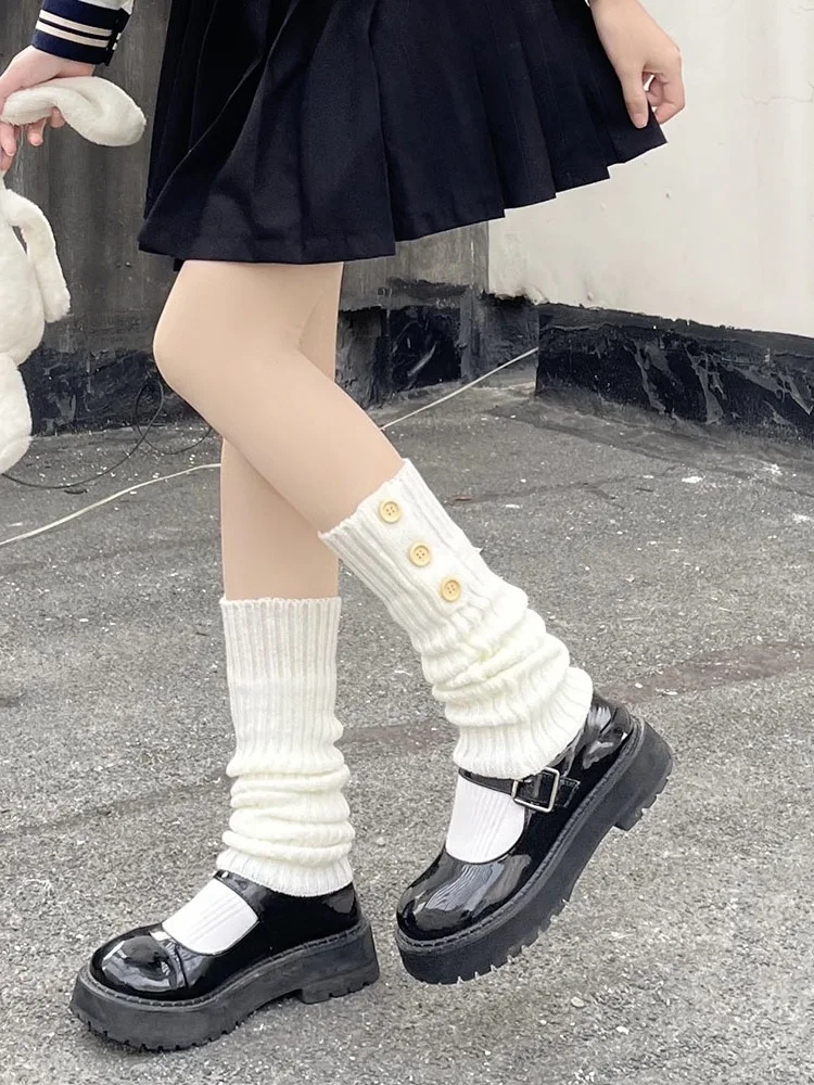 Y2k Leg Warmers Autumn Winter Wool Cashmere Foot Cover Knee Socks JK Japanese Style Loose Long Socks Stockings Women Leg Warmers