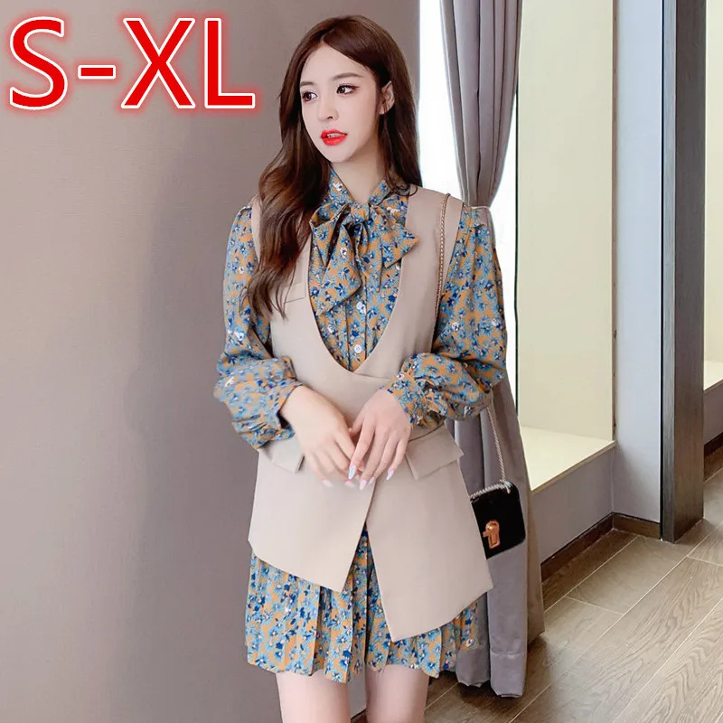 Elegant Lace Up Bow Floral Shirt Mini Dress Women 2021 Autumn Winter Irregular Waistcoat with Design Sense Vest Sleeveless Coat men s sleeveless t shirt top with shorts july 4 men s patriotic sportswear flag of the united states summer sportswear two piece