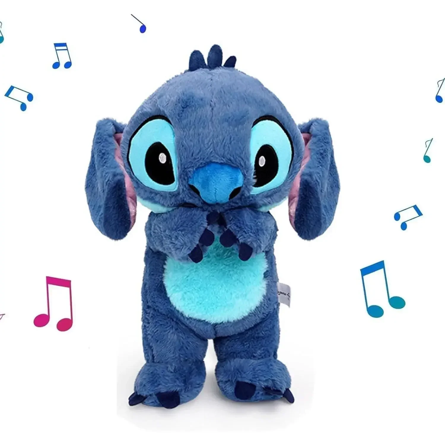 MINISO 30cm Plush Breathing Stitch Doll Soothing Peluche Lilo&Stitch Kawaii Toy Anime Music Light Child Sleep Model Kid Gift