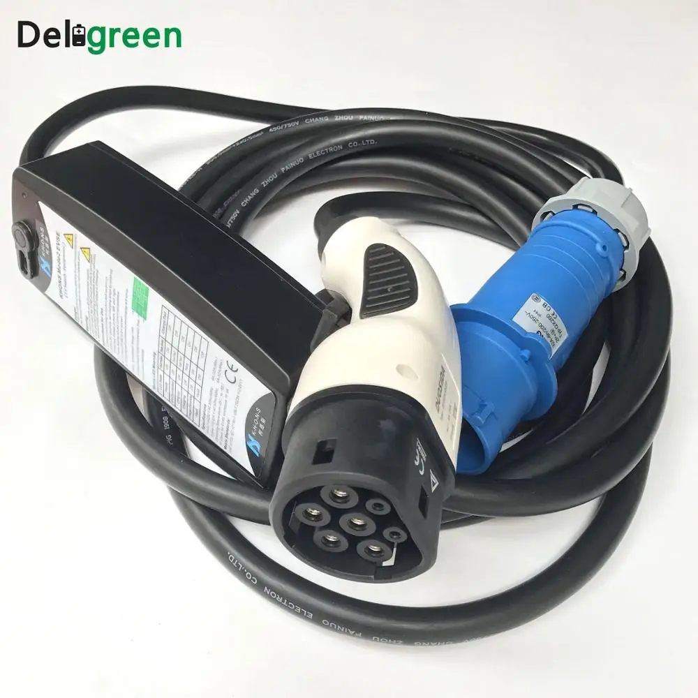 

Portable IP55 Class Car battery Charger IEC 62196 EV Car Charger Station Type2 32A Blue CEE