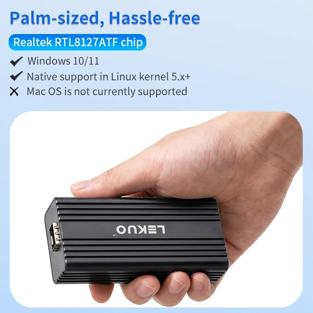 레쿠오 싱글 포트 10G SFP+ USB4 네트워크 카드 Realtek RTL8127ATF 썬더볼트 3/4/5 호환 윈도우/리눅스용 NAS 및 워크스테이션용