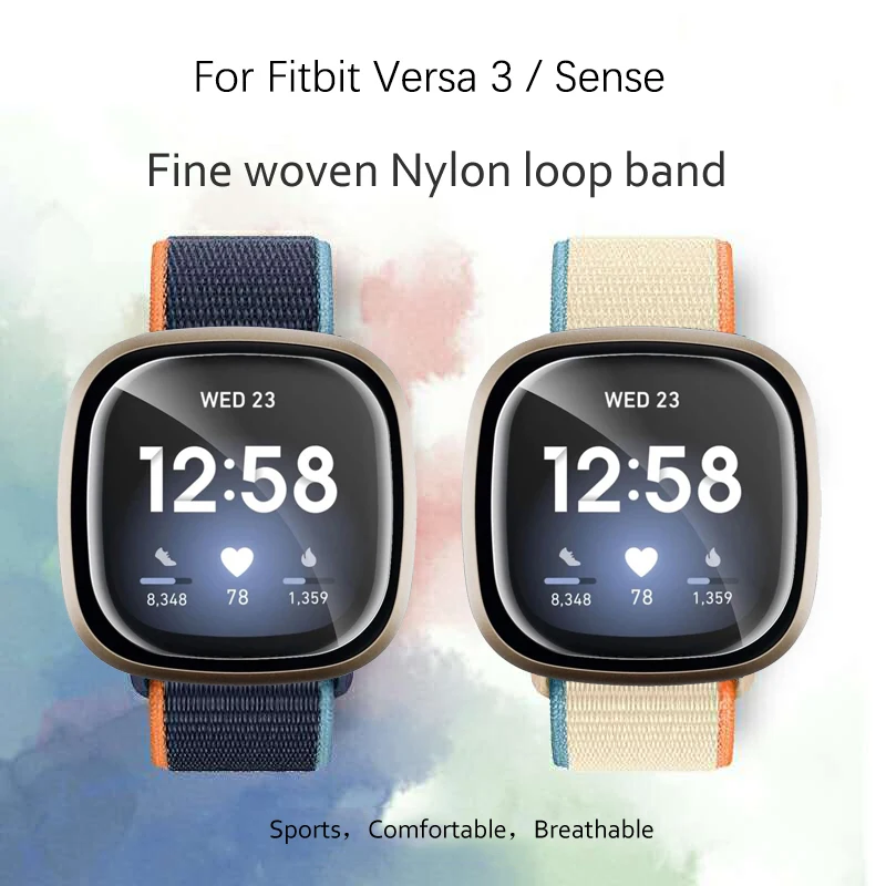 Strap For Fitbit Versa 4 3 2 1 Band Correa Smart Watch Replacment Nylon  Loop Bracelet Correa Fitbit Versa Sense Fitbit Lite Band-alaskan Blue