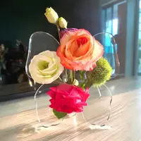 22cm Butterfly Shape Vase Transparent Acrylic Flower Pot Desktop Flower Cuttings Holder For Home End Table Dinning Table Office 1