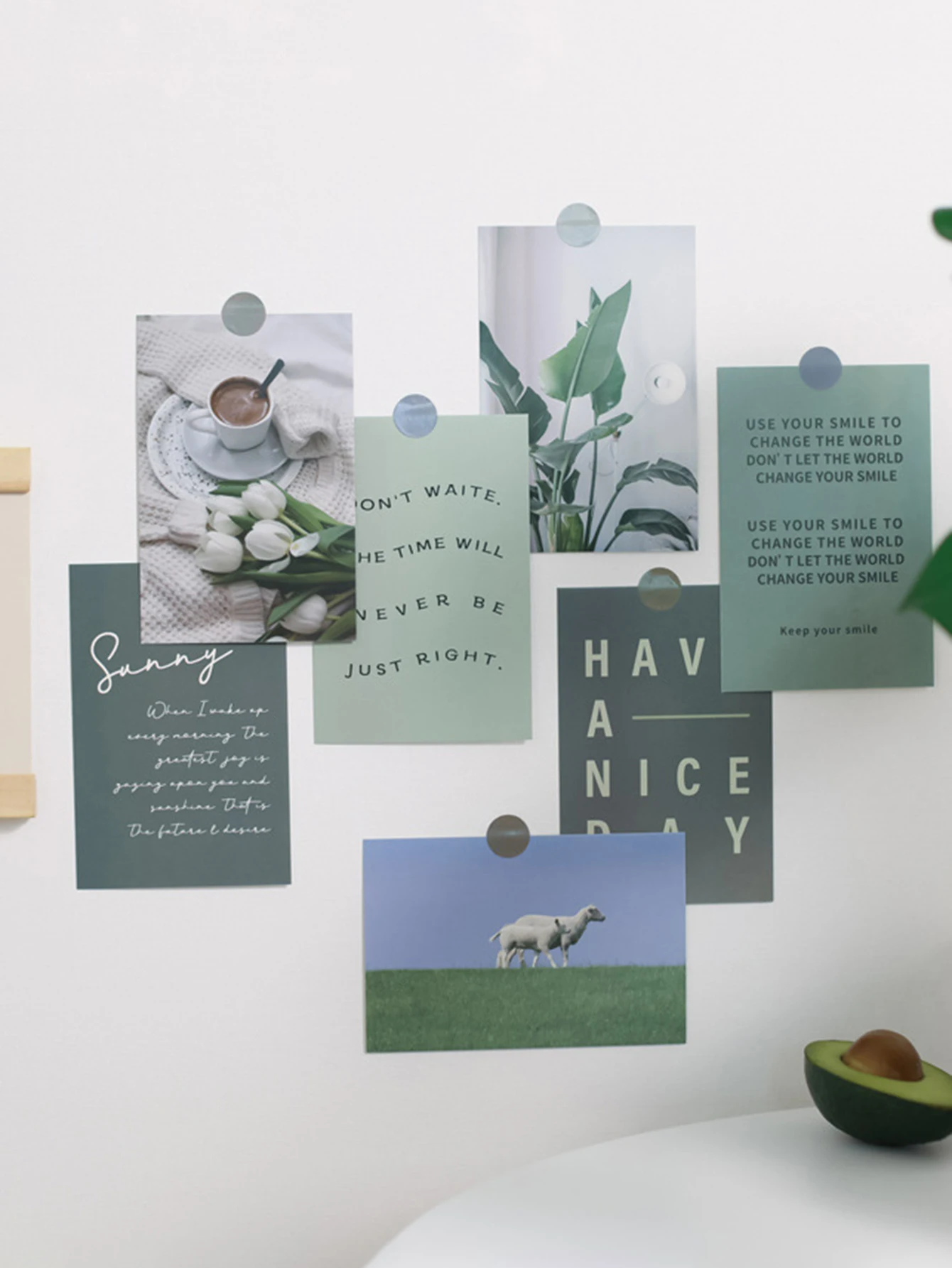 30 Stück Lucky Life-Themen-Postkarten, florale Alphabet-Elemente, Wanddekorationsmaterialien, Wohnzimmer, Klassenzimmer (einschließlich 48 Aufkleber) – Detail 9
