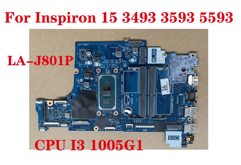 

Материнская плата FDI55 LA-J081P 01J5TX 1J5TX для ноутбука Dell Inspiron 15 3593 3493 5593 с процессором