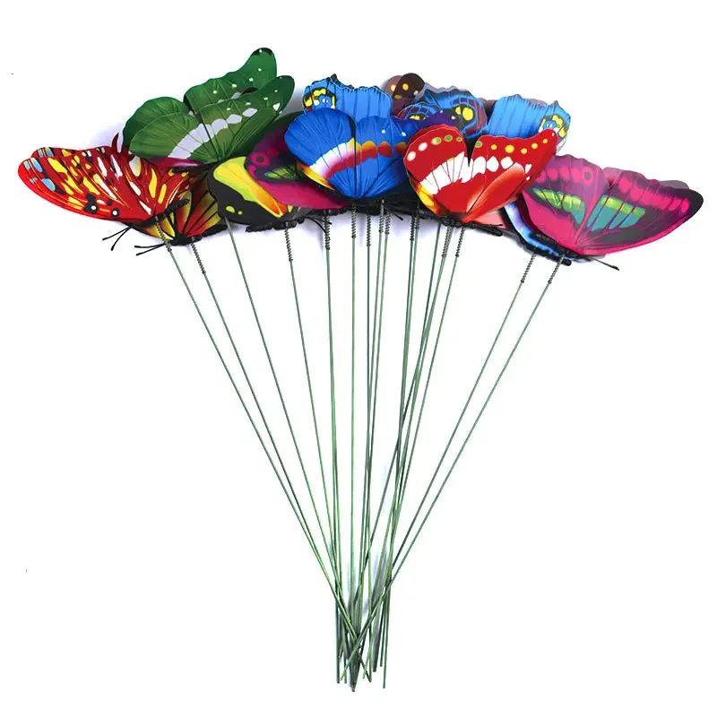 1-24 Teile/satz 3D Simulation Schmetterlinge Garten Hof Pflanzer Bunte Schmetterling Stakes Decoracion Outdoor Decor Blumentöpfe Dekor