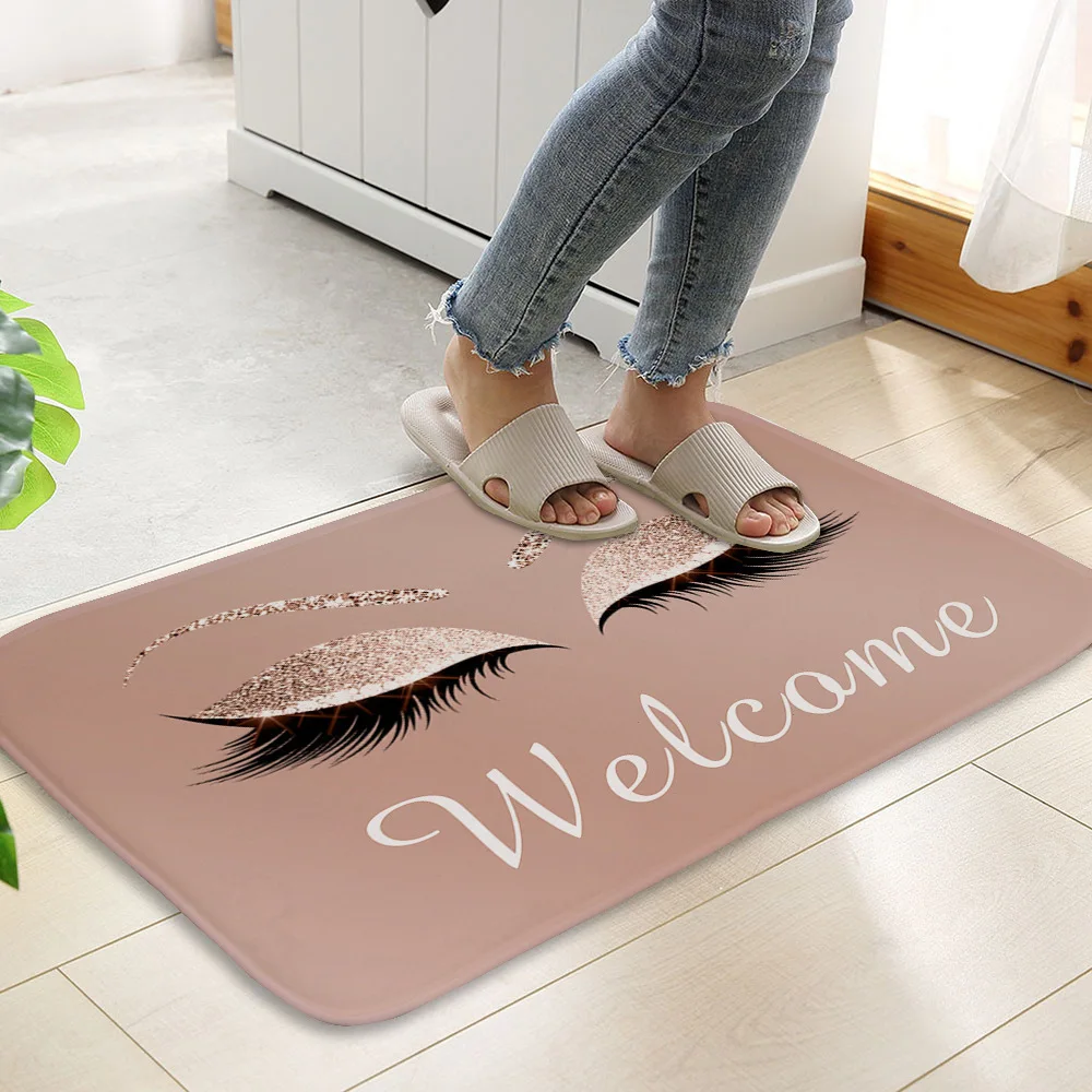 VIKAMA Lightweight Eye Print Crystal Pile Carpet Living Room Bedroom Entrance Foot Mat Kitchen Washable Dirty Resistant Doormat Floor Mat