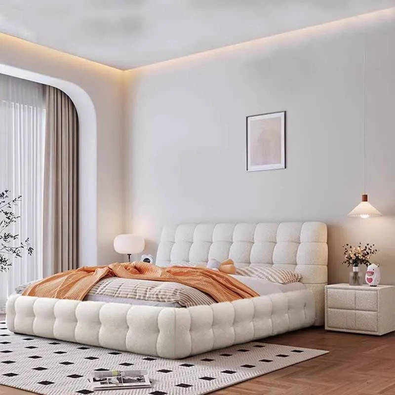 

Modern Bedroom Bed Nightstands Aesthetic King Size Bed Headboards Frame Cama De Lujo Para Dormitorio Furniture Decoration