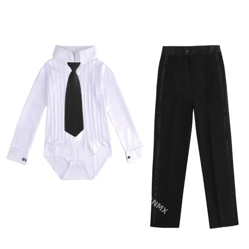 Dance Shirts Dance Pants Ballroom Boy Latin Dancing Tango Desigual Competition Suit Children's Professional Dance Wear Boy Salsa Shirt + Pants