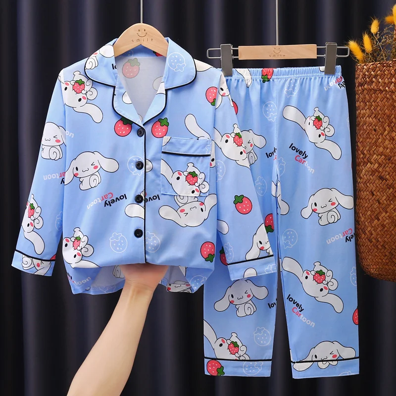 Sanrio Pajamas Set Cinnamoroll Long-Sleeved Cartoon My Melody Kuromi Anime Sleepwear Suit Student Clothes