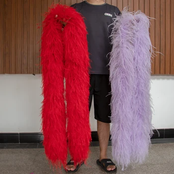 푹신한 천연 타조 깃털 보아 숄 장식, 웨딩 드레스 의류 장식, 깃털, 보아 DIY 바느질 공예, 맞춤형, 2M