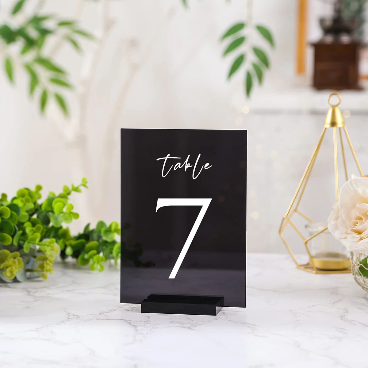 10Pcs PMMA Party Signs, DIY Acrylic Board With Black Base,Suitable For Parties, Desk Display Rack Labels