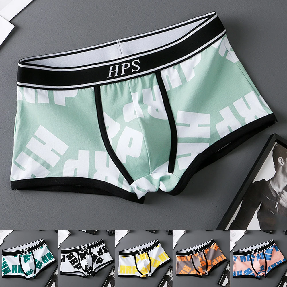 

Boxershorts Men Sexy U Convex Pouch Underwear Letter Print Underpants Soft Boxers Shorts Briefs Trunks Low Rise Boys Panties