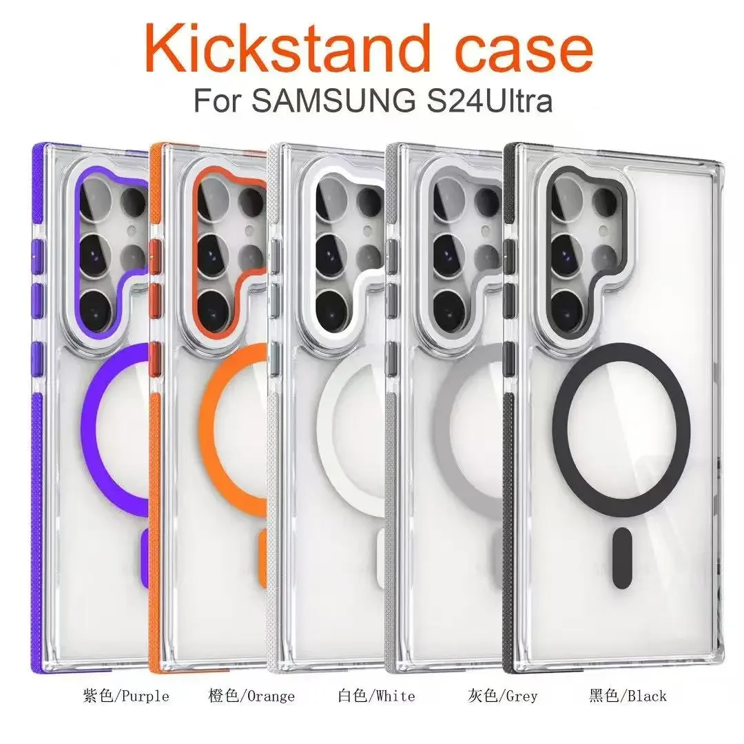 Luxury Magnetic Shockproof Clear Phone Case with MagSafe Wireless Charge Lens Holder