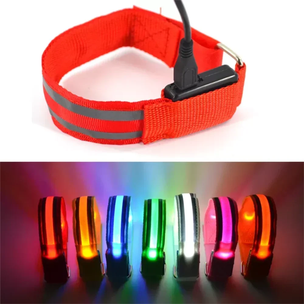 LED Light Armband Glitter Fiber Optic Glow Bracelet Wristband with Christmas Cheer Glowing Armband for Night Running