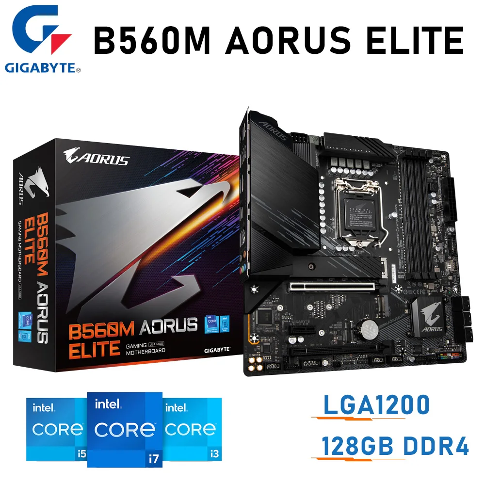 LGA 1200 Gigabyte B560M AORUS ELITE Motherboard 1200 10th/11th-Gen ...