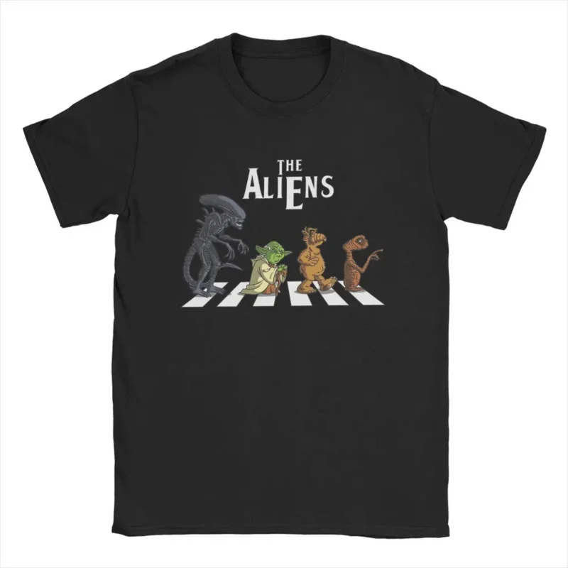

The aliens road crossing T shirt for men cotton vintage T-shirts round neck tees short sleeve clothing plus size