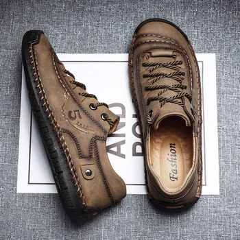 Nuove scarpe casual da uomo in pelle fatte a mano Scarpe da ginnastica comode da uomo Vendita calda Scarpe da trekking per il tempo libero Scarpe da ginnastica per calzature da trekking 1