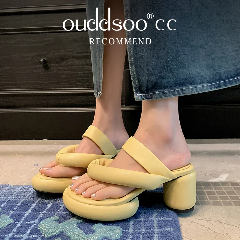 

ods Women's Summer Slippers High-heeled Home Non Slip Sandals EVA Breathable Basic Bathroom Soft Indoor Beach Casual Flip Flops