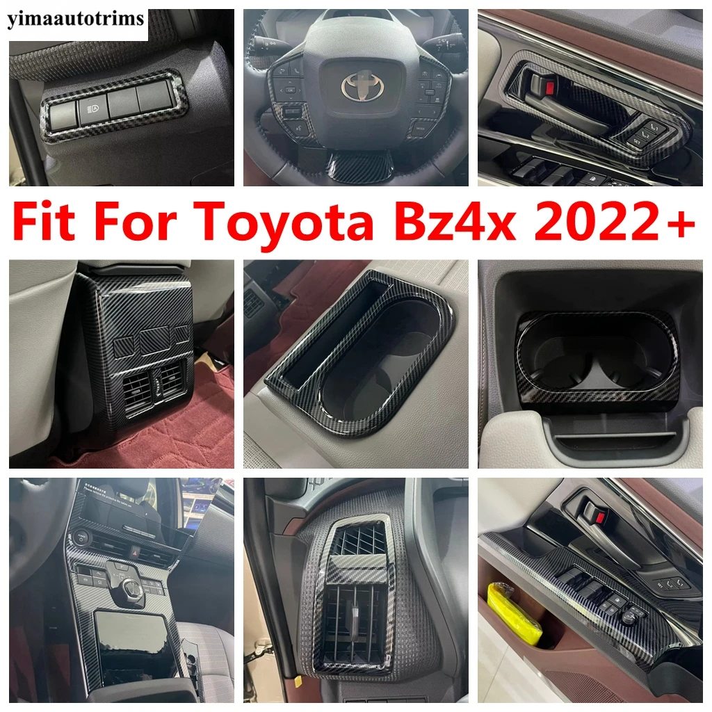 

Window Lift / Head Light / Steering Wheel / Water Cup / Gear Panel Cover Trim For Toyota Bz4x 2022 2023 Carbon Fiber Accessories