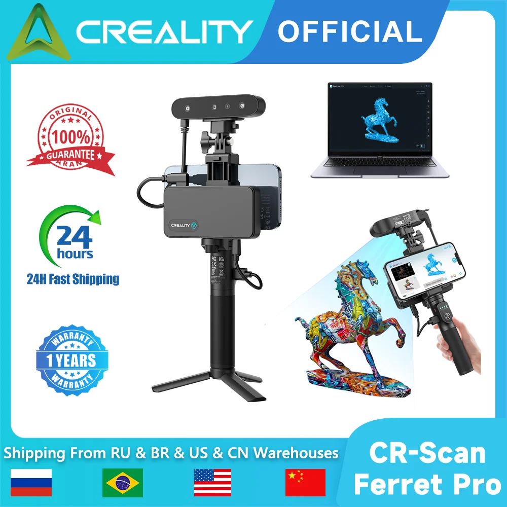 Creality Ferret Pro CR-Scan 3D Scanner Anti-shake Tracking 0.1mm High Accuracy 30fps WiFi Wireless Scanning 3d Printer Scanner 3d scanner