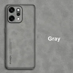 Premium PU Leather Phone Case with Matte Silicone Back Cover - Full Protection - Reno 15 Pro (GRAY)