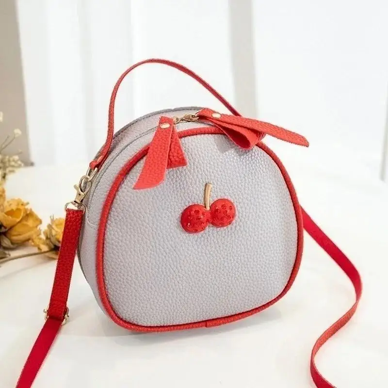 Fashion Cherry Pattern Sweet Girls Small Round Bag Handbag Simple Casual Student Mini Travel Backpack Handbags Shoulder Bags