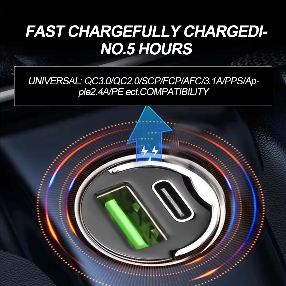 12V-24V Car Charger Lighter PD Fast Charging For IPhone QC3.0 Mini USB Type C Mini Car Phone Charger For Samsung Huawei Xiaomi