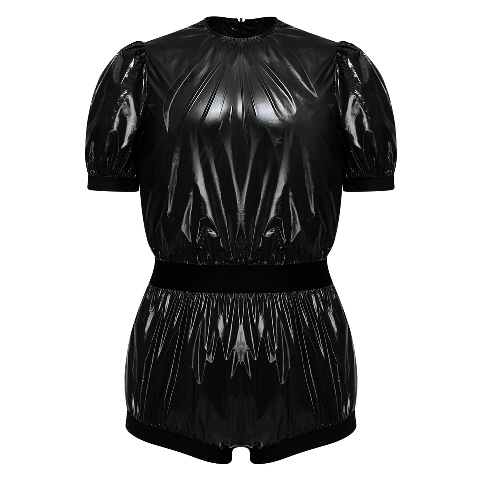 Swimwear Mens Waterproof Shirt Top One Piece Rompers Swimsuit Wet Look Bodysuit T-shirt Blouse Beachwear Raincoat Rave Clubwear - 4
