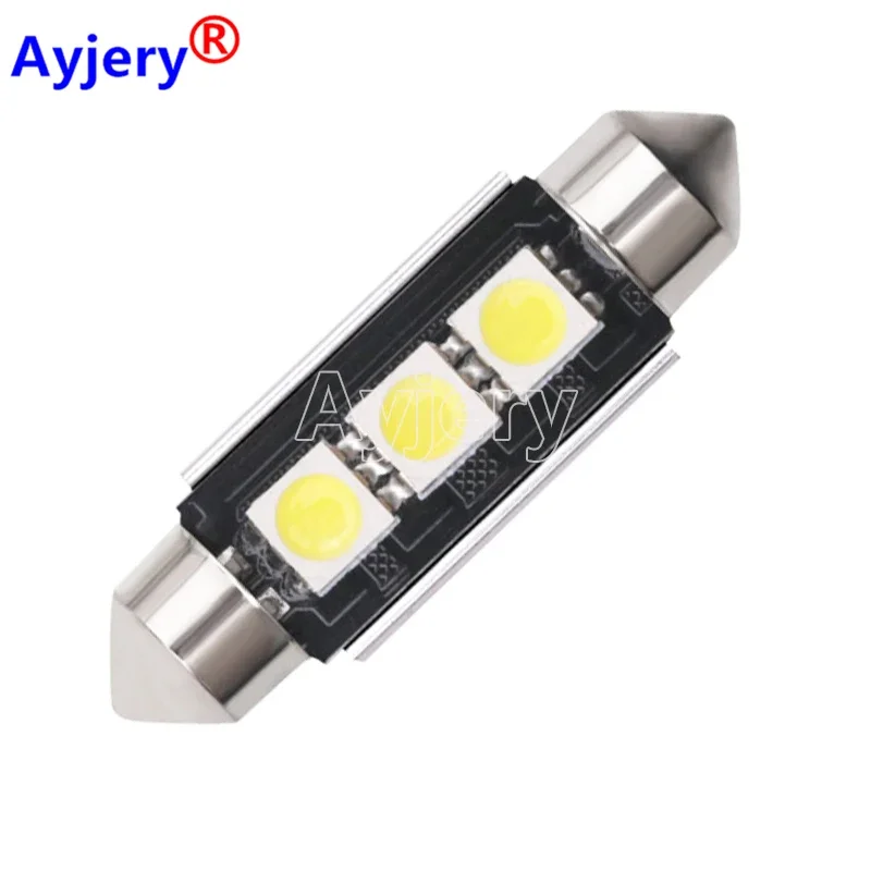 AYJERY 100 шт. C5W C10W фотосессия Canbus 5050 3 SMD Festoon White 36 39 41 мм, купол для чтения, фотосессия 12 В, без ошибок
