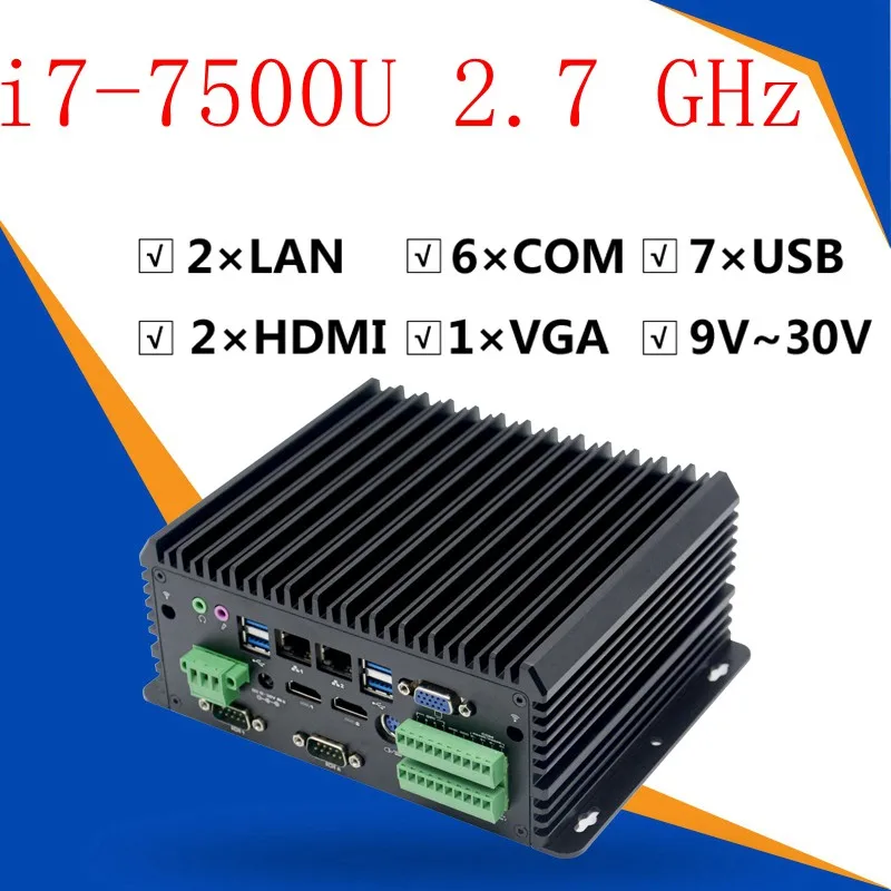 

Fanless Industrial PC Intel Core i7 7500U i5 7200U 6*1000M Lan RS232 COM Mini PC Windows 7/ 10 linux HDMI VGA HTPC