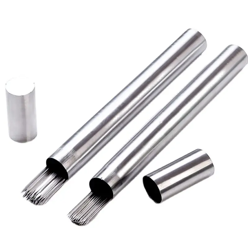 (50PCs) Stainless Steel Round Flat Barbecue Skewers BBQ Needle Grill BBQ Sticks with Tube