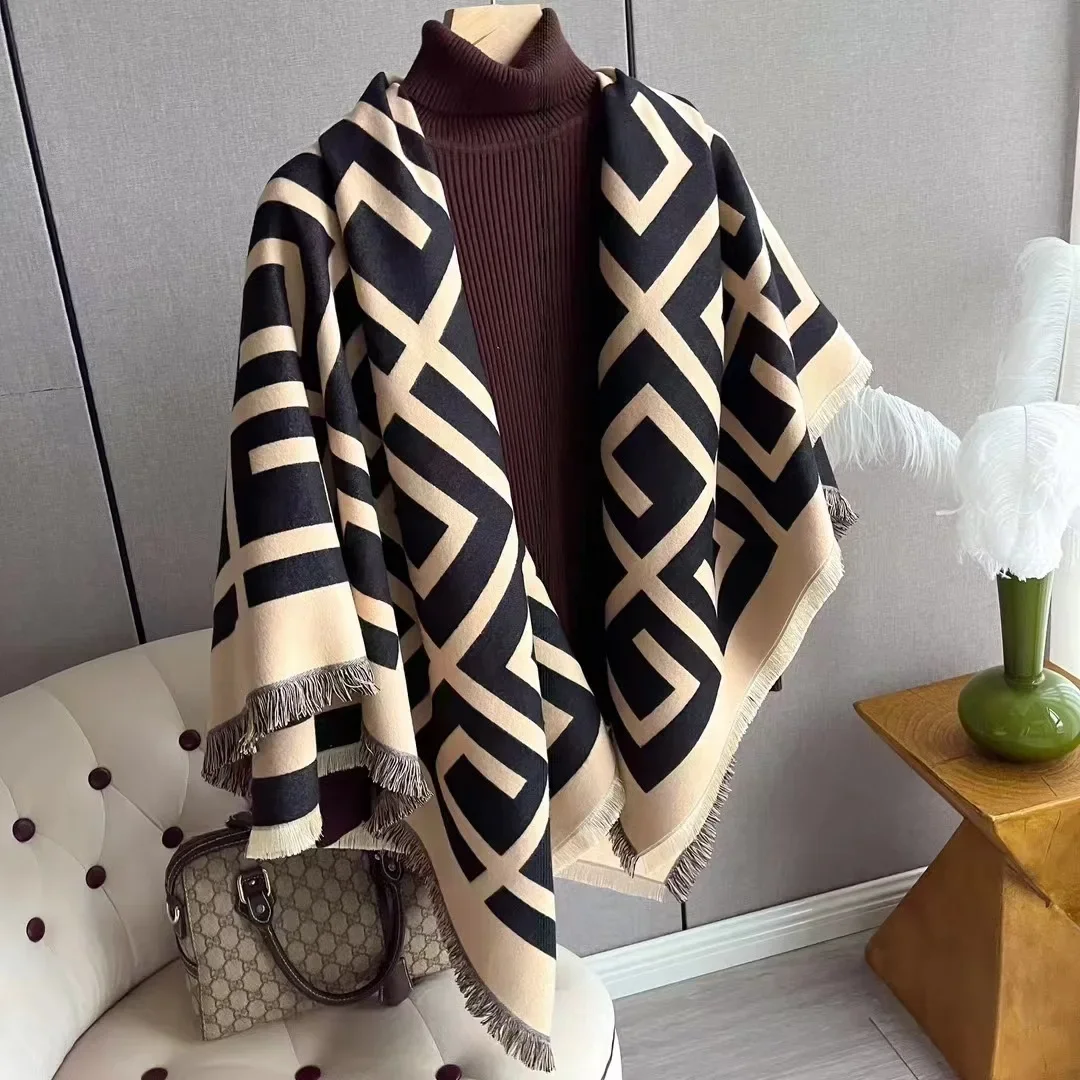 

New Winter Warm Cashmere Wraps Women Scarf Luxury 2024 Design Pashmina Thick Shawl Blanket Bufanda Foulard Travel Poncho Stoles