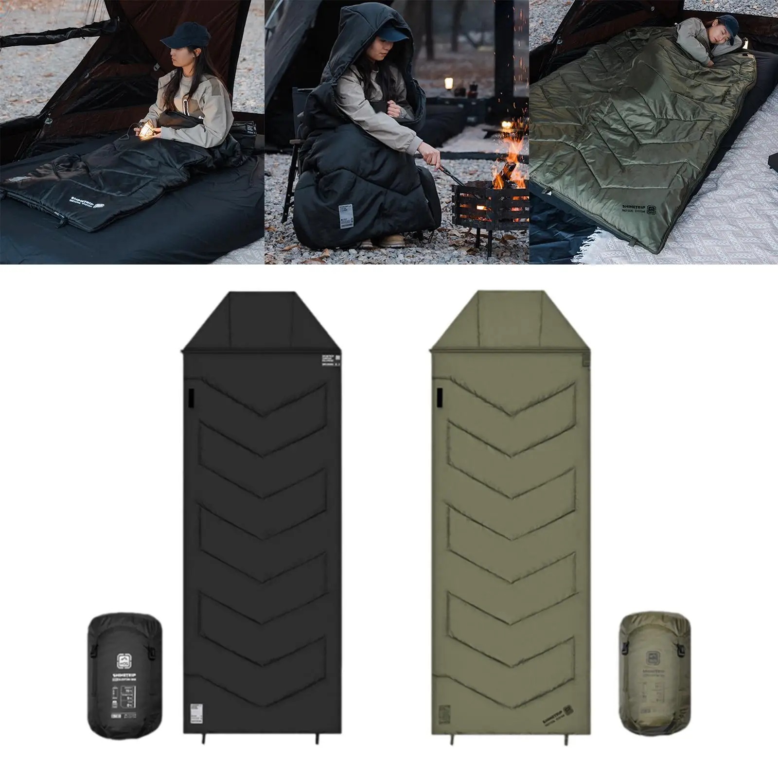 Camping Sleeping Bag Sleep Bag Indoor Convenient Adults Multipurpose Hooded for Trekking Camping Backpacking Office Emergency