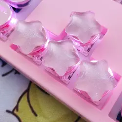 Set of 4 Translucent Star Keycaps - Cute Personalized Gift (4pcs Pink)