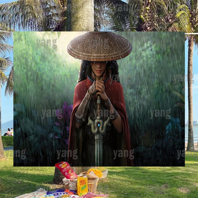 Disney Custom Party Raya And The Last Dragon Happy Birthday Cartoon Night Poster Wall Background Living Room Sfondi Banner