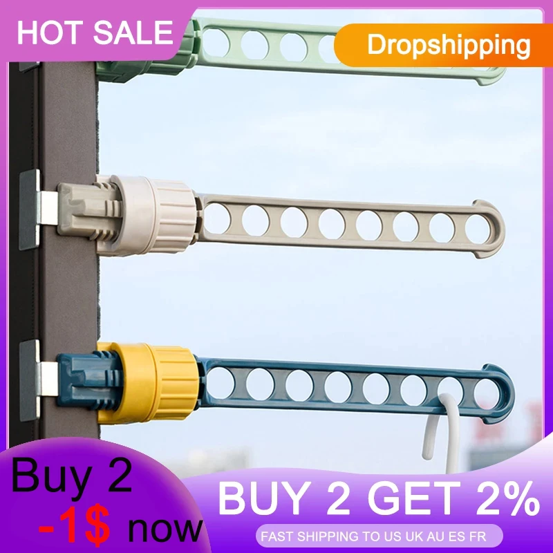 1/2pc Indoor 8 Holes Clothes Window Hanger Frame Drying Rack Balcony ...