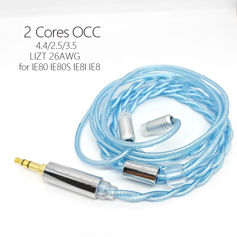 젠하이저 이어폰용 LIZT 2 코어 이어폰, IE80 IE80S IE8I IE8 케이블, 실버 도금 업그레이드 OCC 4.4mm 밸런스 2.5 3.5 