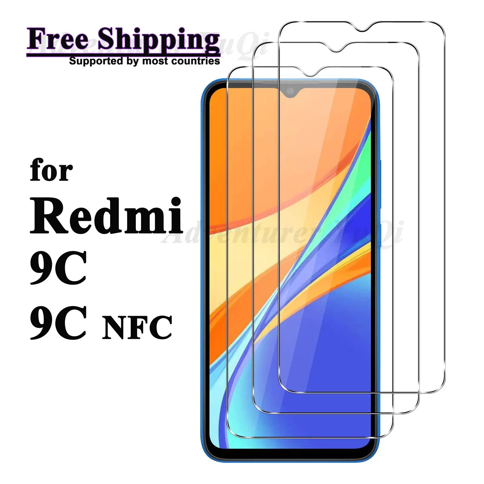 Screen Protector For Redmi 9C NFC Xiaomi, Tempered Glass HD 9H Anti Scratch Case Friendly Free Shipping