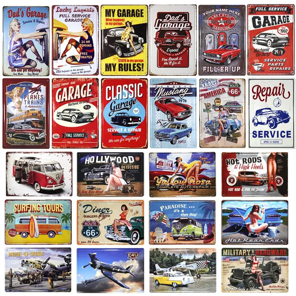 

Mini Catalogue Buses/Airplanes/Cars/ Metal Sign Wall Decor Car Club Tin Sign Wall Decor For Garage Plate Crafts Art Poster