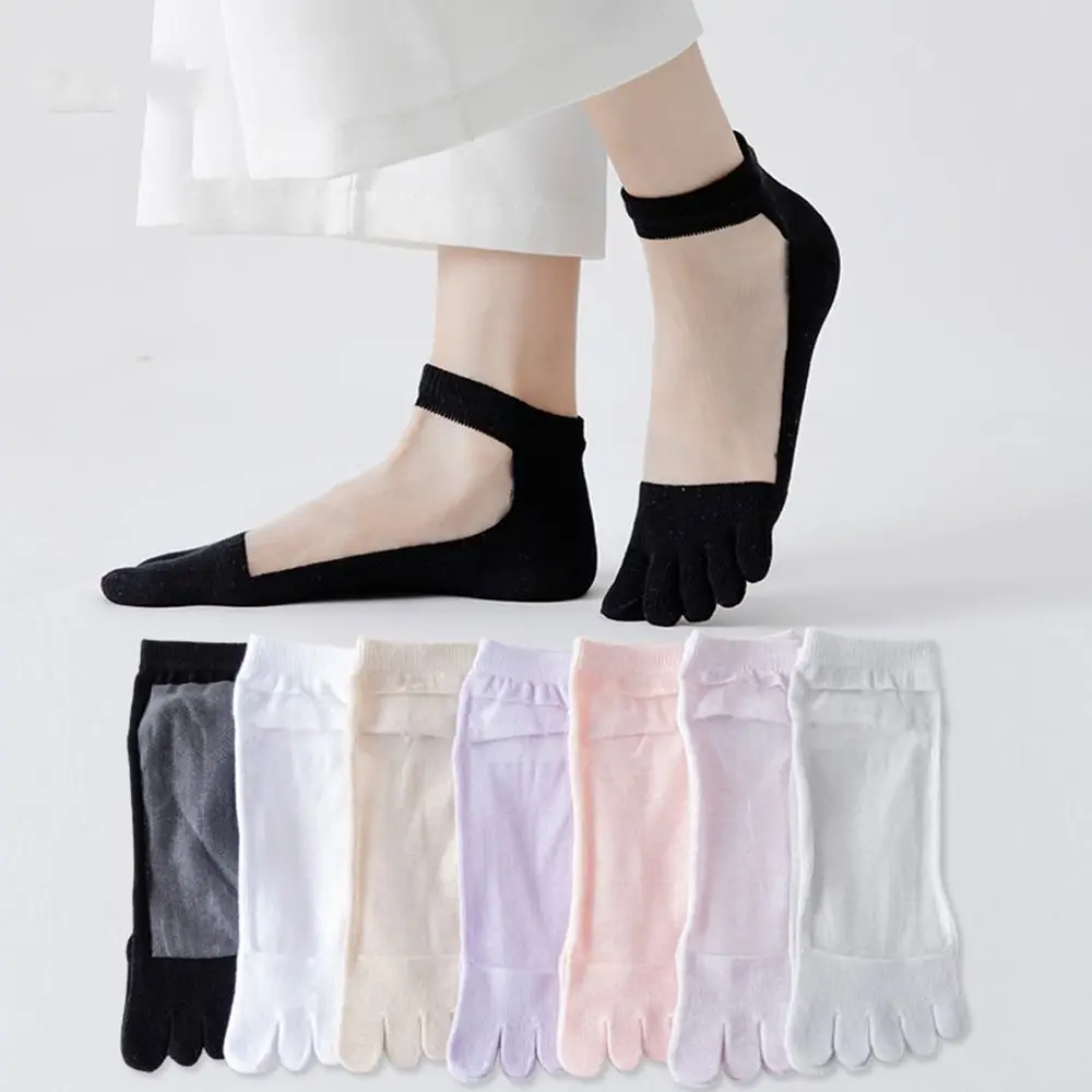 

Split Toe Transparent Cotton Socks For Women Socks For Girl Mesh Female Hosiery Middle Tube Socks Five Finger Socks Toe Socks