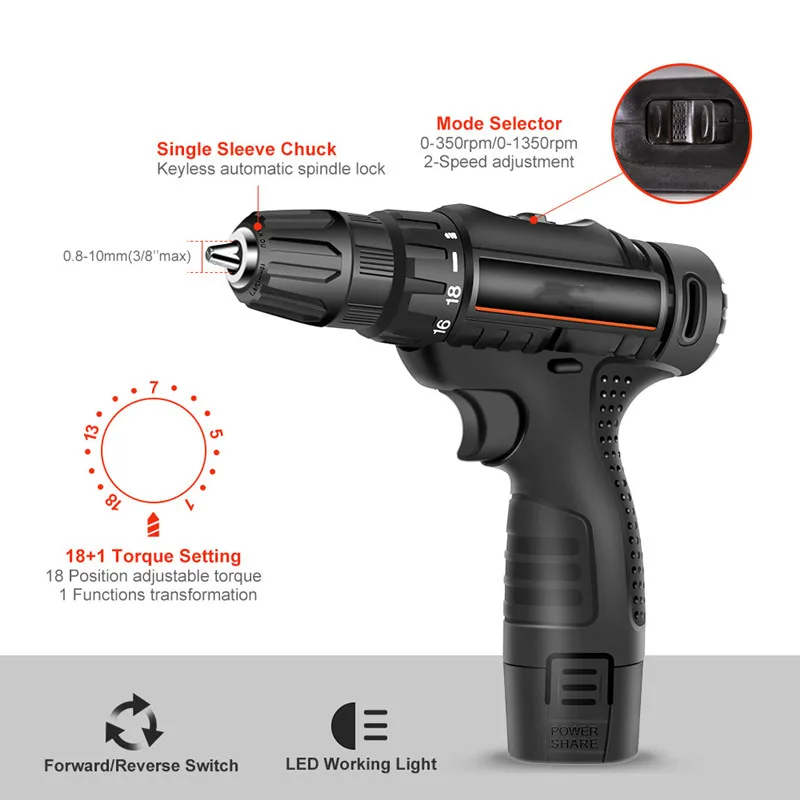 

Портативная многофункциональная перезаряжаемая литиевая бесщеточная электрическая ручная дрель бытовой маленький Электрический шуруповерт набор инструментов