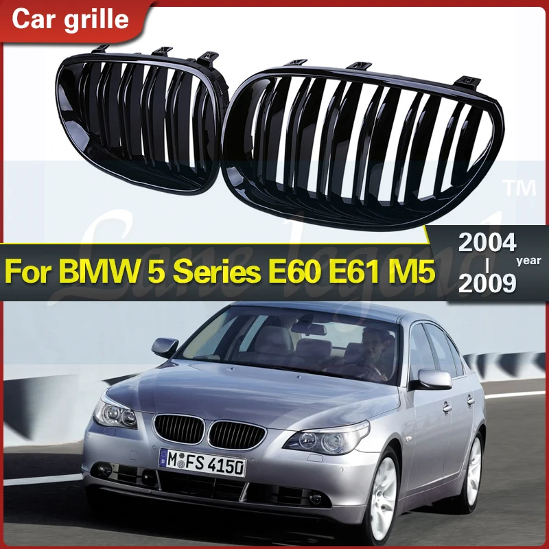 

Car Front Kidney Grilles Racing Grill for BMW E60 E61 5 Series M5 520I 535I 550I 2004-2009 Dual Line Double Slat Racing Grills