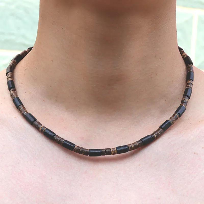 Natural Wooden Men Necklace Accessory