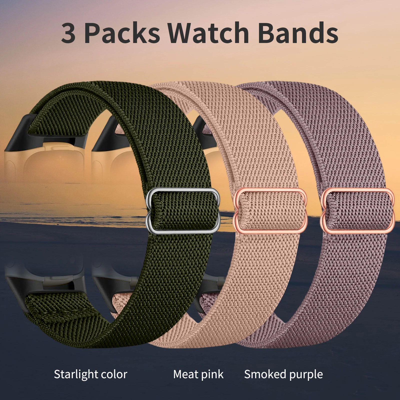 Pack of 3 Stretchy Nylon Elastic Adjustable Bands
